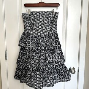 Strapless blue & white WHBM dress, EUC